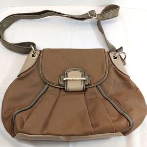 Plum Medium Sized Grey Leather Purse Handbag With Adjustable Strap
